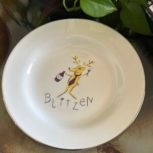 Pottery barn reindeer Blitzen White Plate 8.5 inch salad dessert